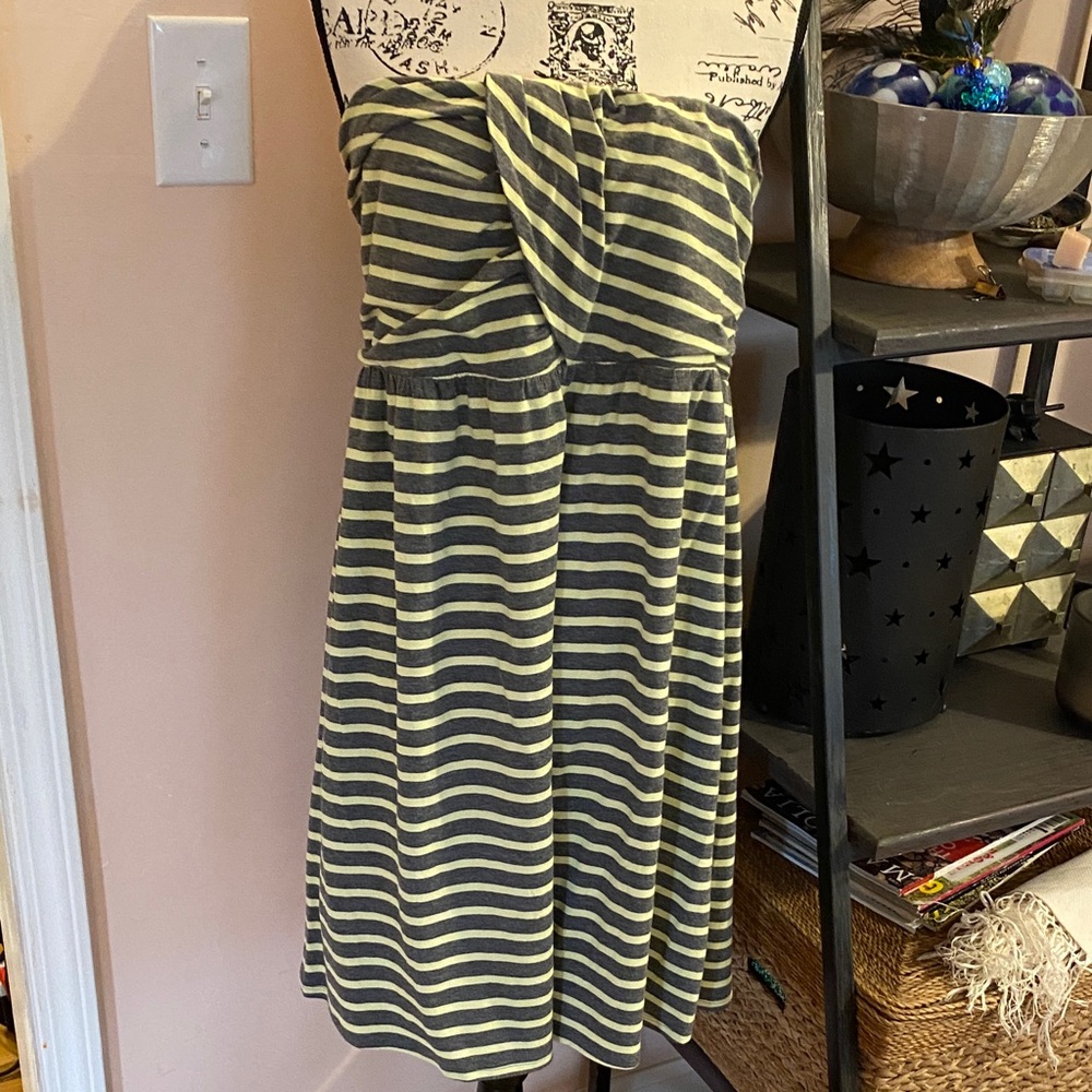 NWT Lane Bryant strapless stretchy striped casual dress size 14/16 yellow & gray